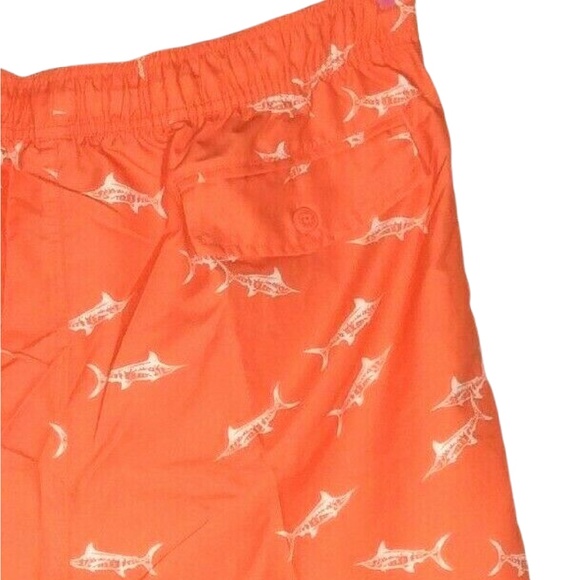 🖤 Old Navy Men Swim Trunks Size XXL Orange White Sharks Pockets Draw String NWT - Picture 6 of 9